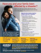 Have You and Your Family Been Affected by a Disaster? Poster pertaining to youth and child reactions